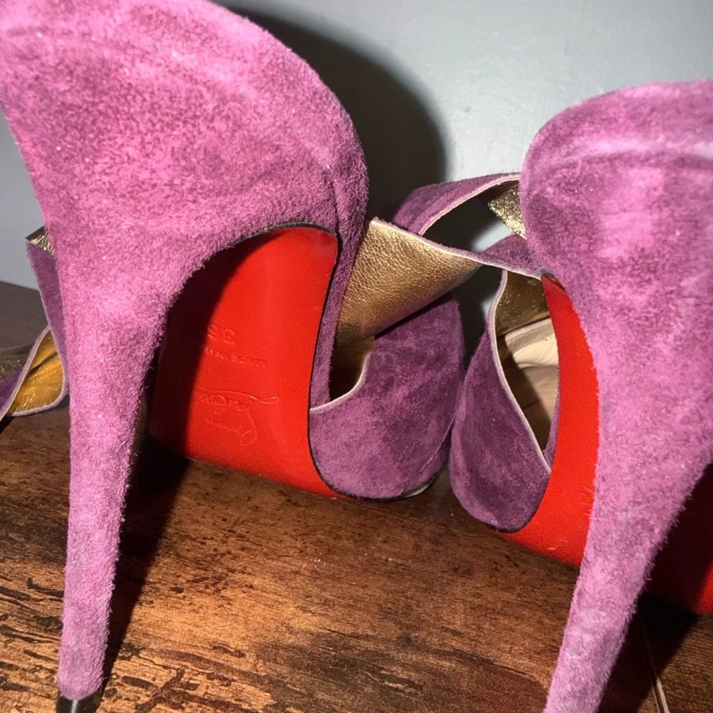 Christian Louboutin Purple Plum Suede Heels Pointed Toe Size 36 - Picture 4 of 8